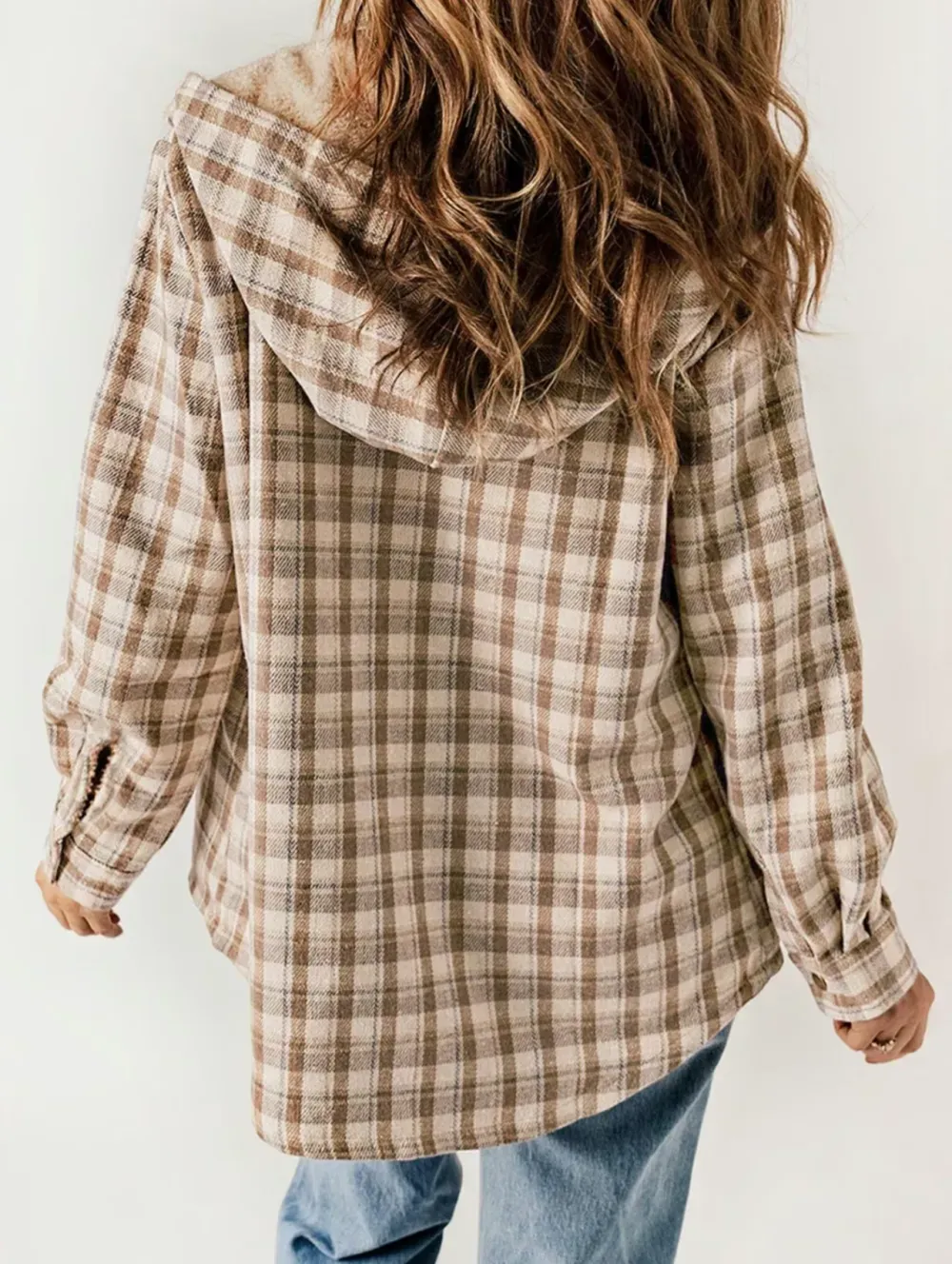 ⚡Black Friday Fun 🖤Women's Hooded Plaid Fleece Coat