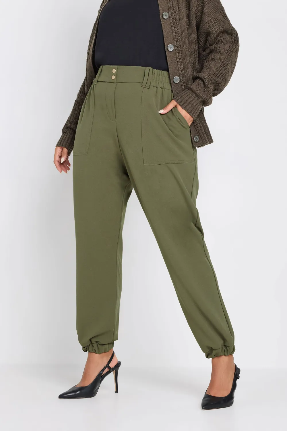 YOURS Curve Black Scuba Cuffed Cargo Joggers
