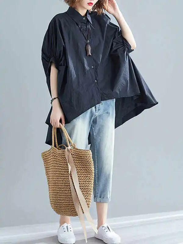 Irregular High-Low Oversize Batwing Sleeve Shirt