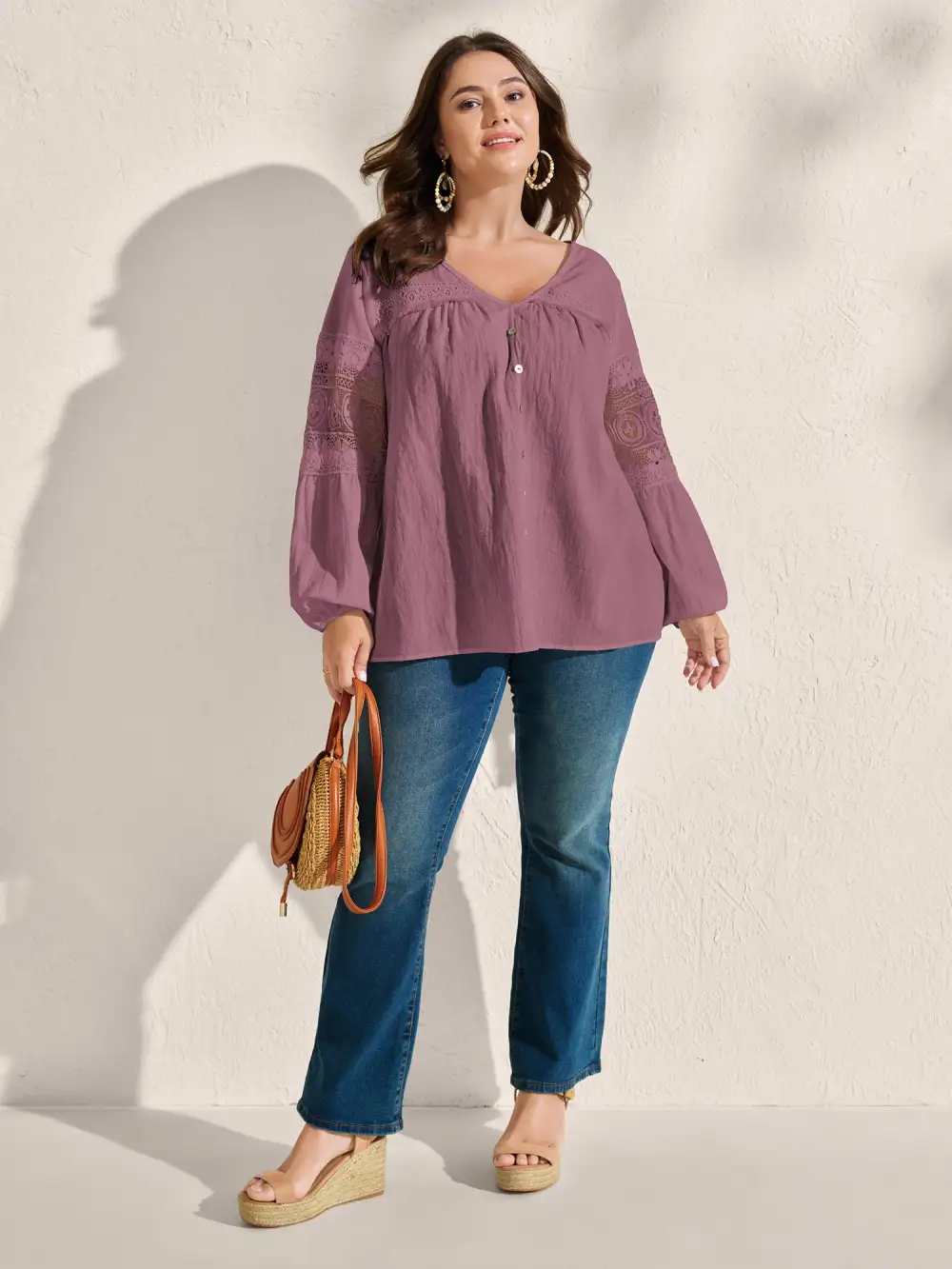 Pure Cotton Sheer Lace Trim Blouse