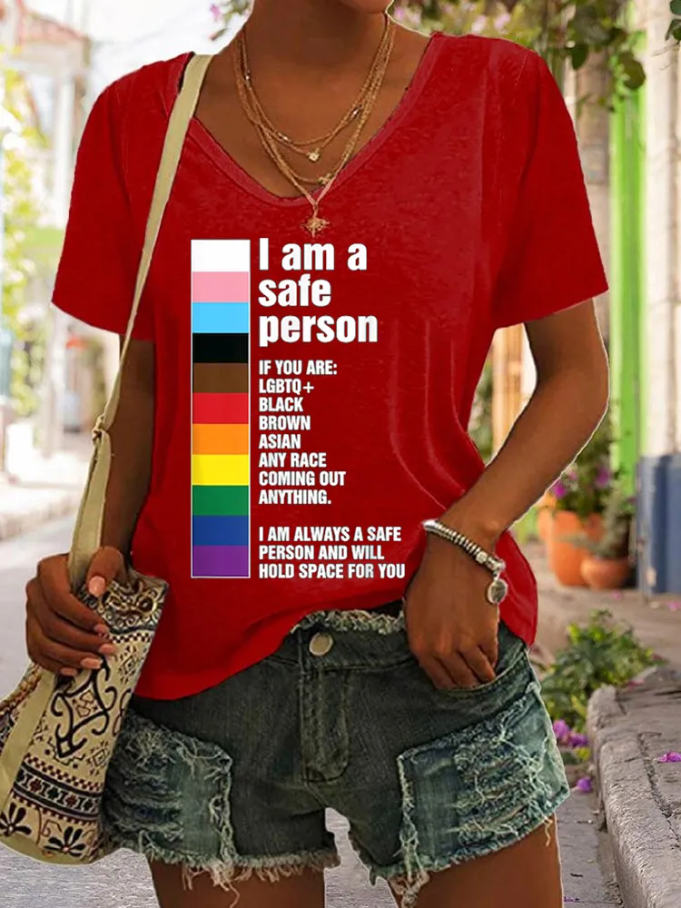 Women'S T-Shirt FI Am A Safe Person Pride Ally You Are Safe With Me LGBTQ T Shirt