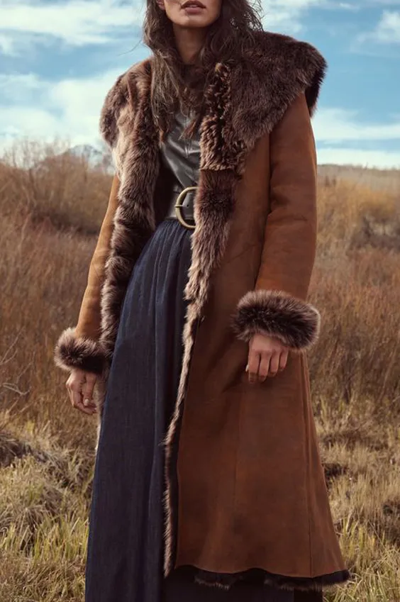 Donna Salyers' Fabulous Furs Women's Plus Size Faux Suede/Fur Full-Length Coat