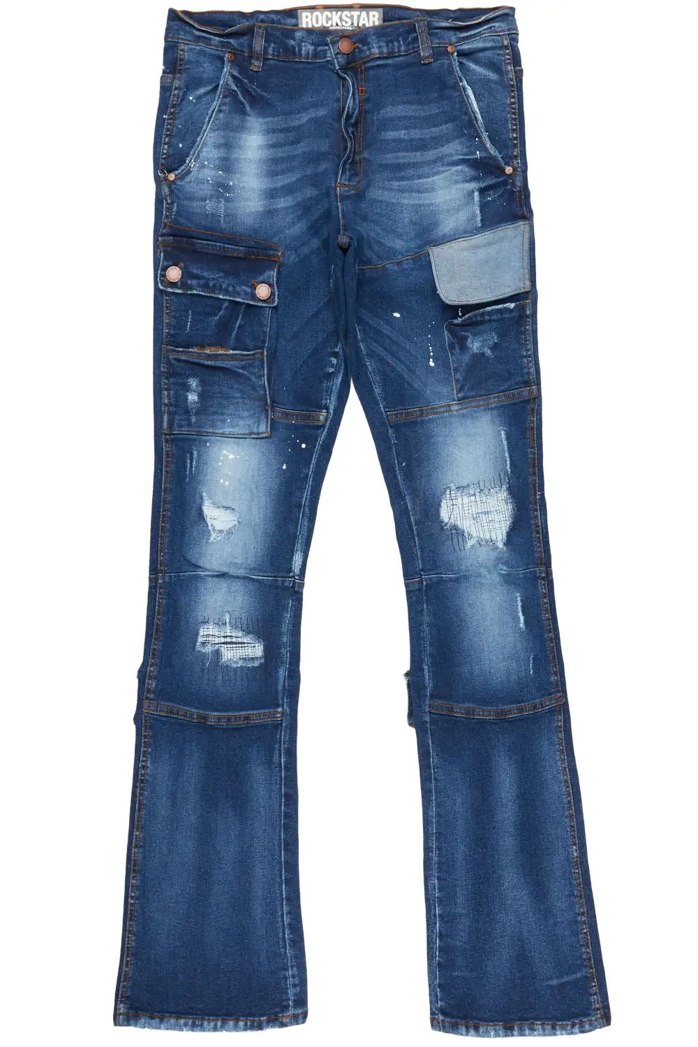 Gannon Dark Blue Stacked Flare Jean