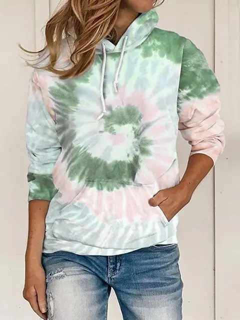 Tie-dye Print Hooded Sweatshirt With Pocket