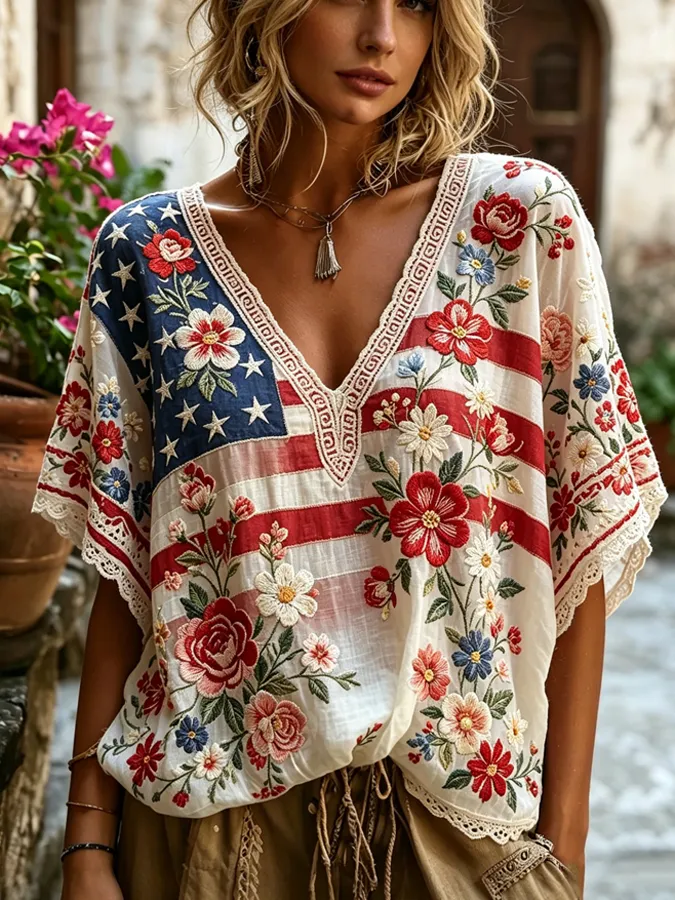 Camiseta Feminina Dia dos Veteranos Lembrança Papoula Vermelha Memorial Americano