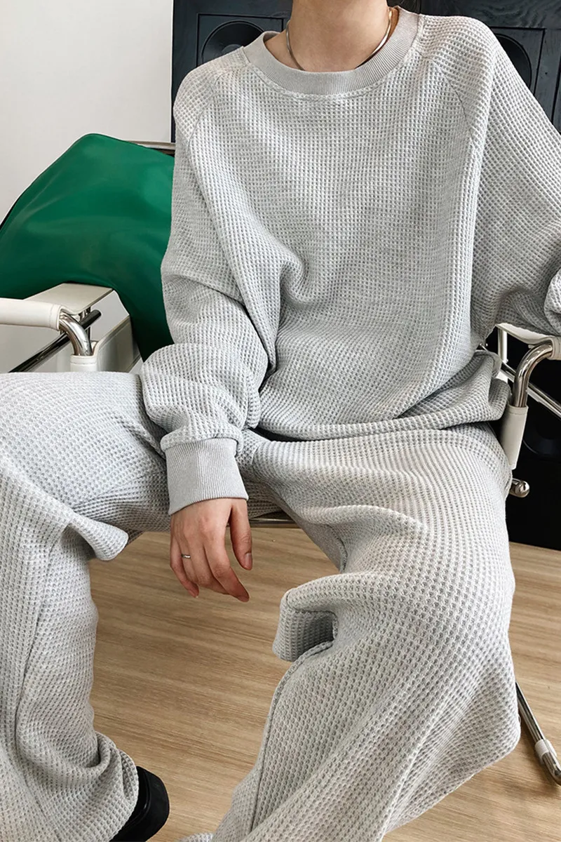 Waffle loose fashion casual sports suit