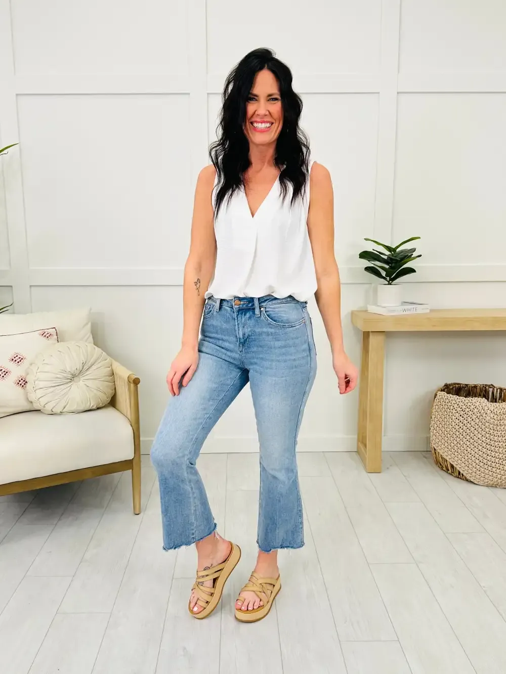 Kick Back And Relax Kick Flare Cropped Jeans in Reg/Curvy