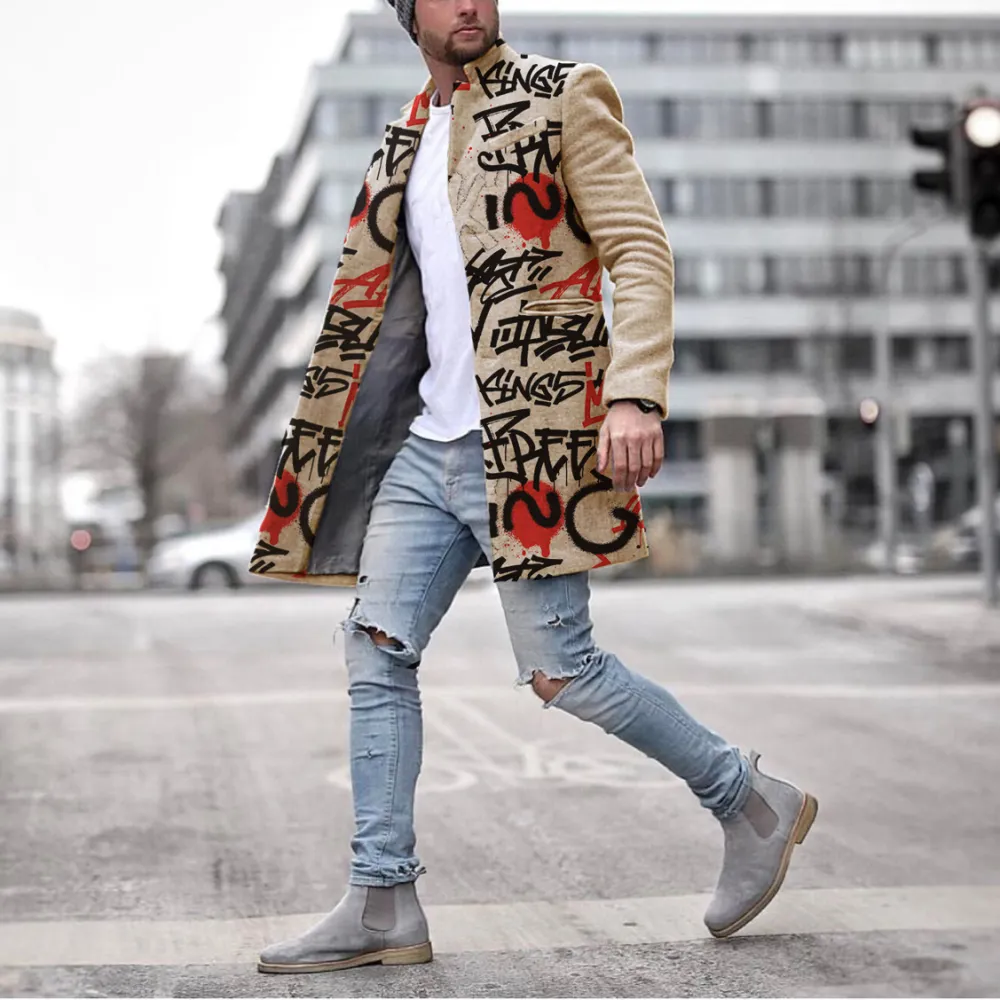 Men's Casual Printed Colour Overcoat