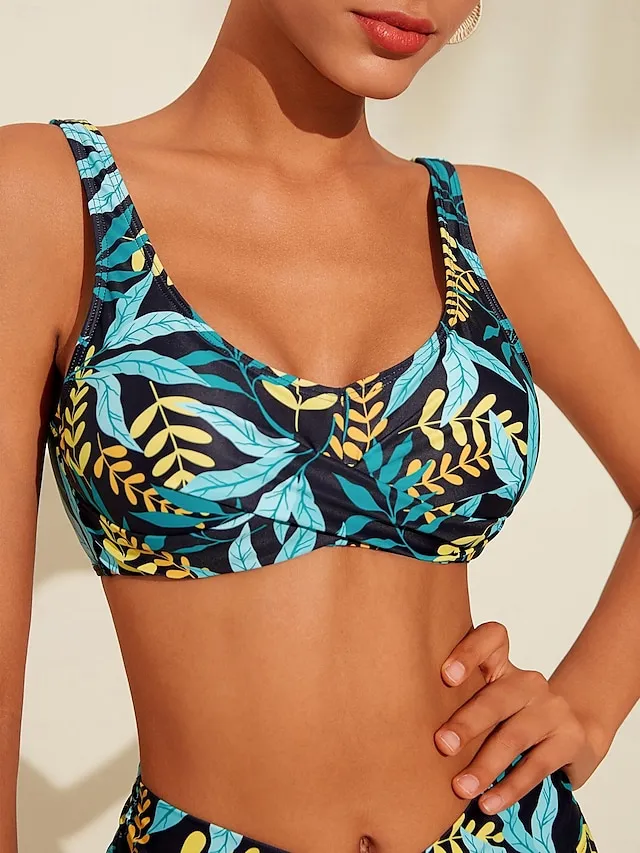Floral Print Smocked Bikini Swimsuit