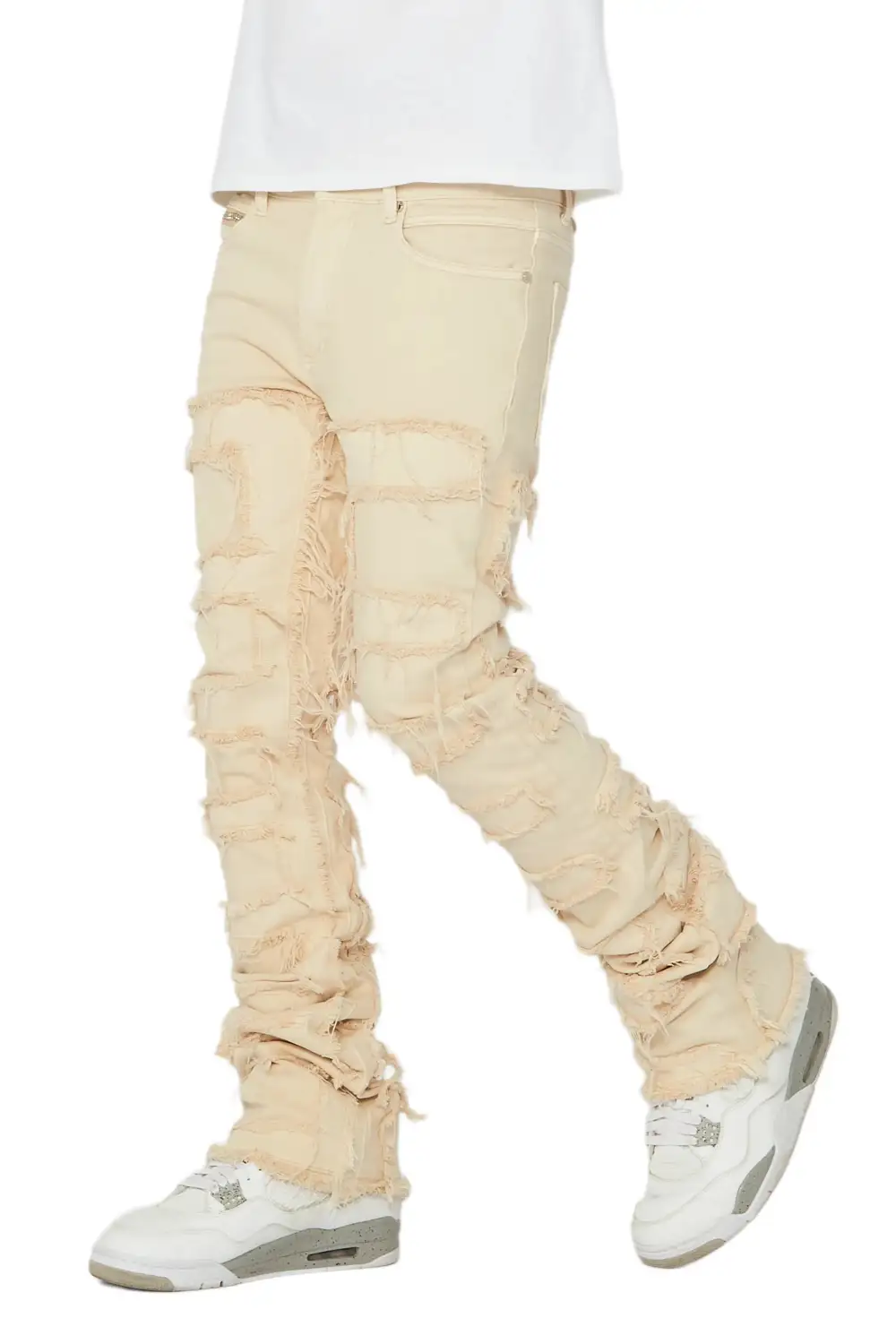 Shake Beige Stacked Flare Jean