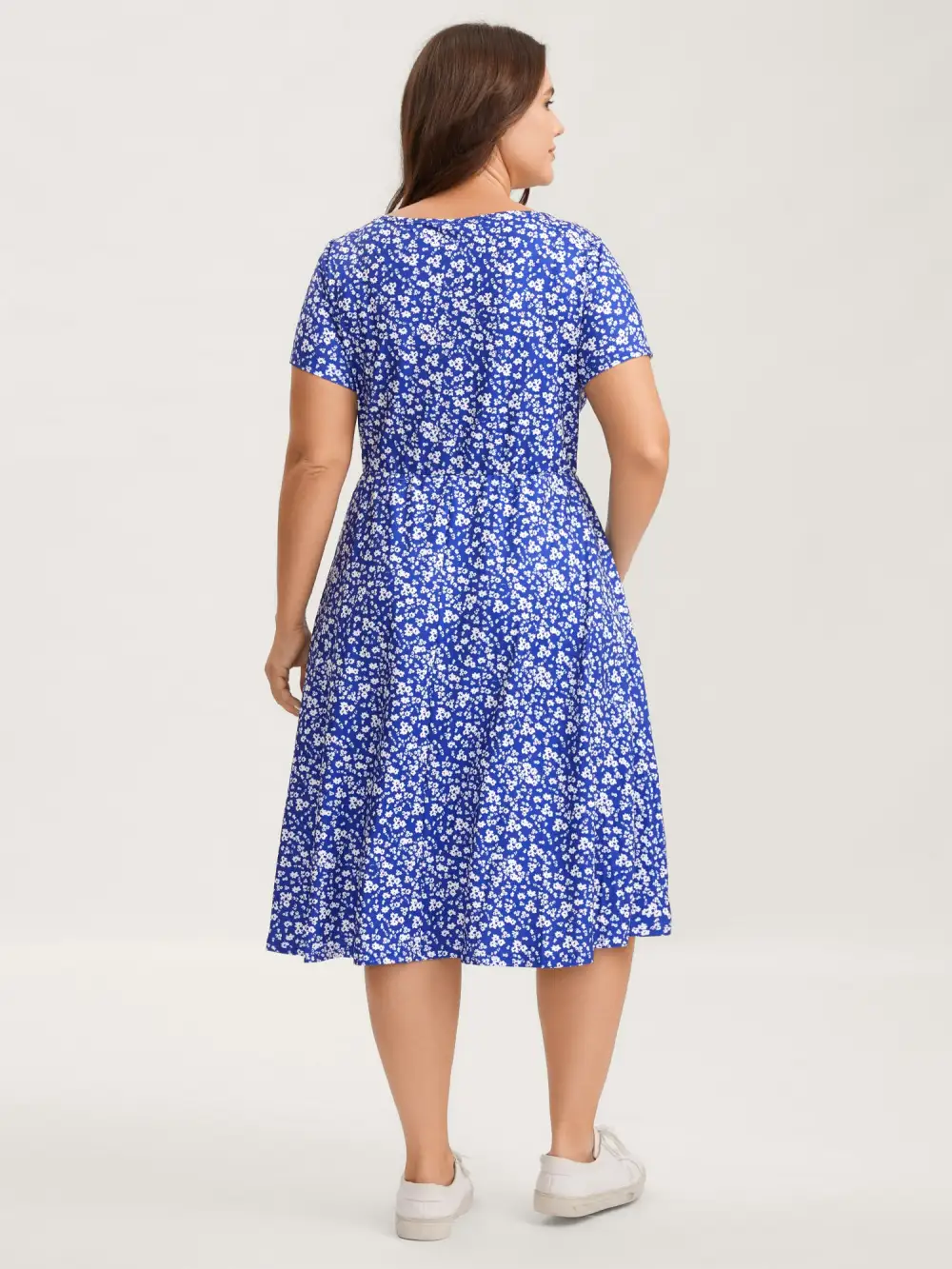 Ditsy Floral Elastic Waist Knot Drawstring Dress