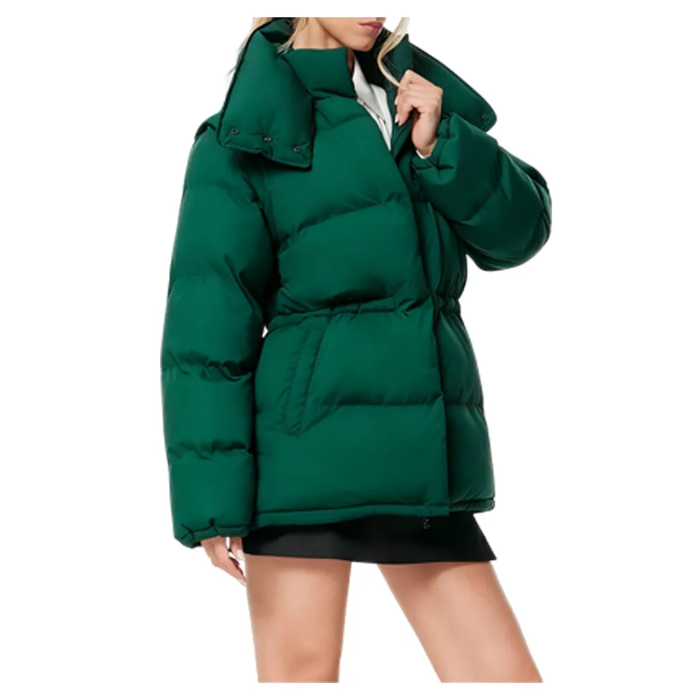 Down jacket with adjustable sleeves and collar for multiple wearing options
