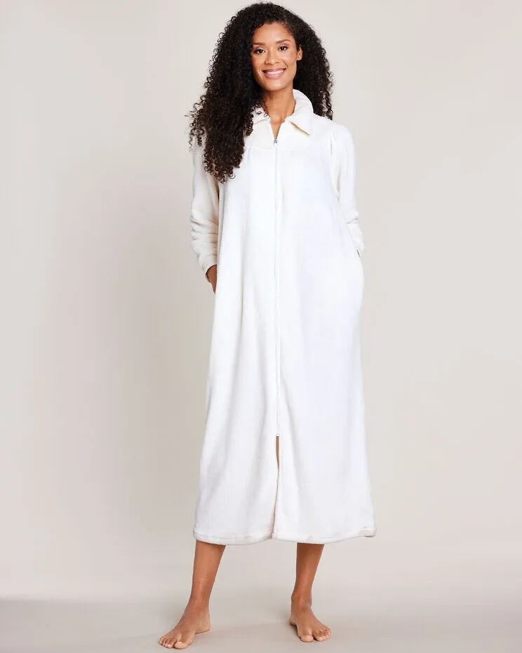 Cozy Knit Plush Zip Robe