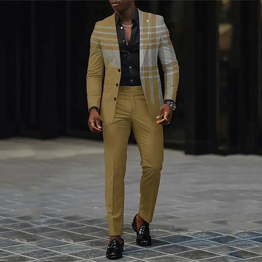 Men's Business Ombre Peak Lapel Blazer & Straight Pants 2Pcs Set