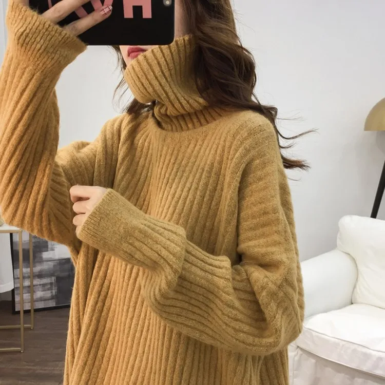 Turtleneck Lazy Pit Strip Retro Sweater