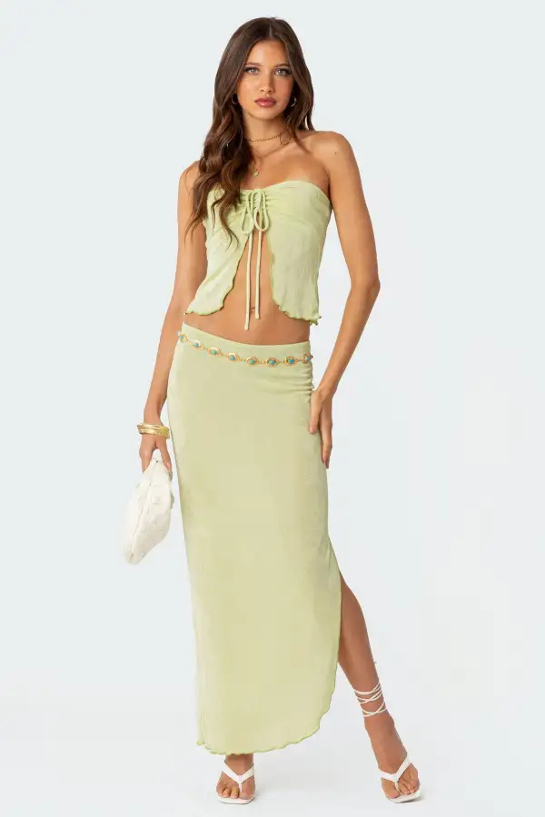 Milan Gathered Split Front Tube Top