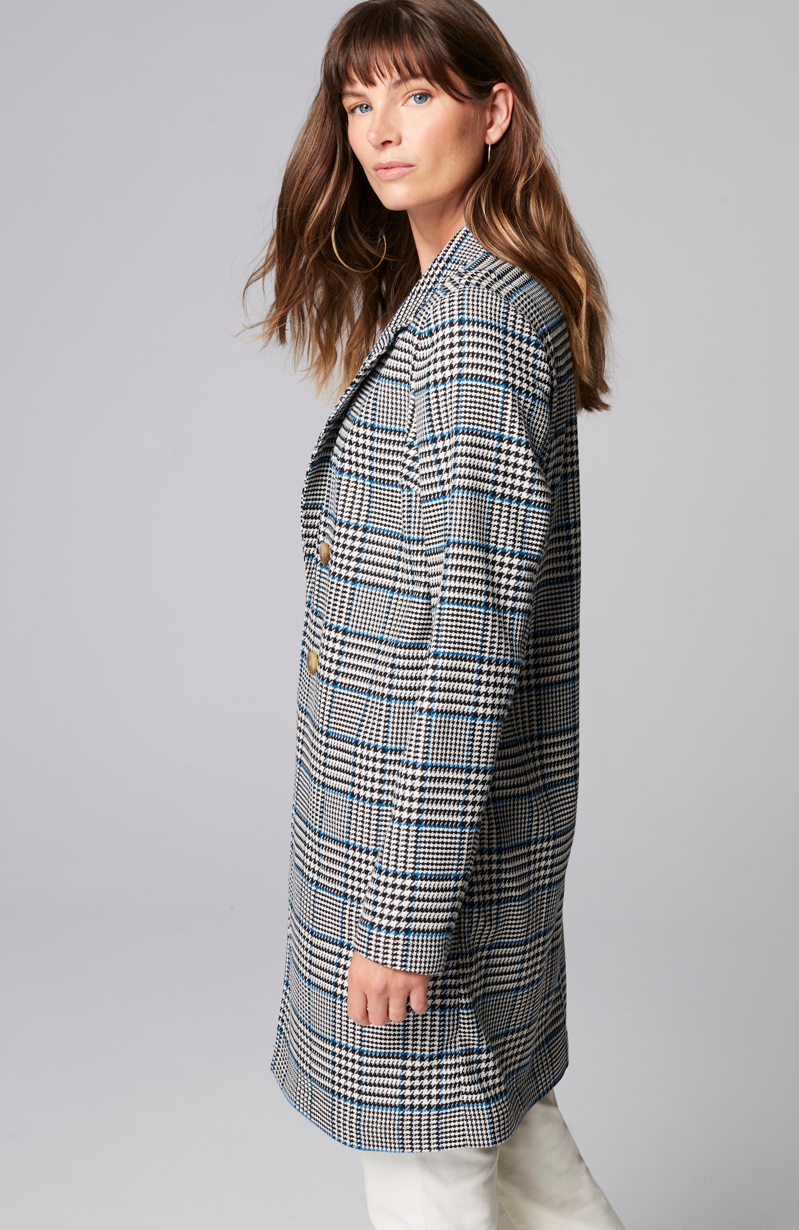Long Plaid Duster Jacket