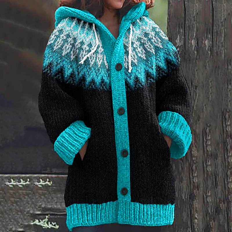 Vintage Tribal Icelandic Pattern Cozy Cardigan Sweater