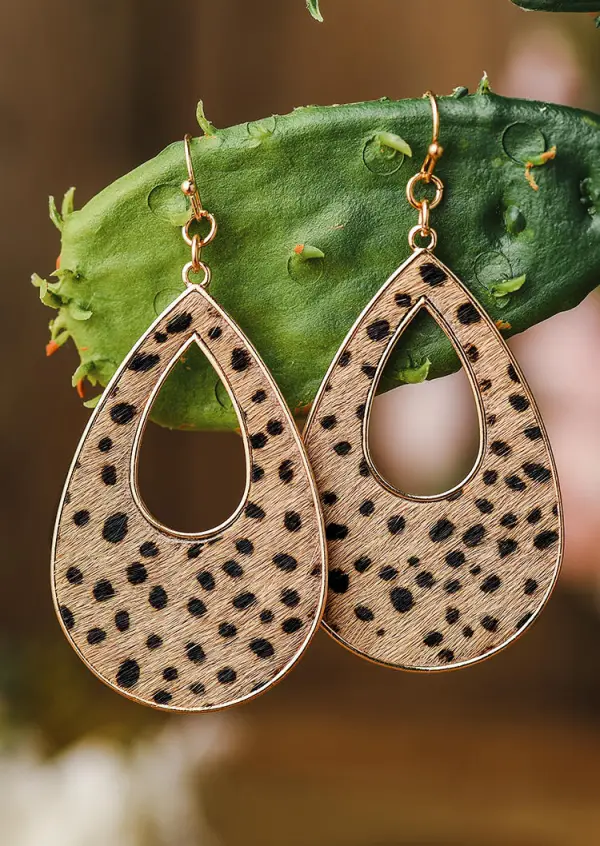 Leopard Hollow Out Hook Earrings