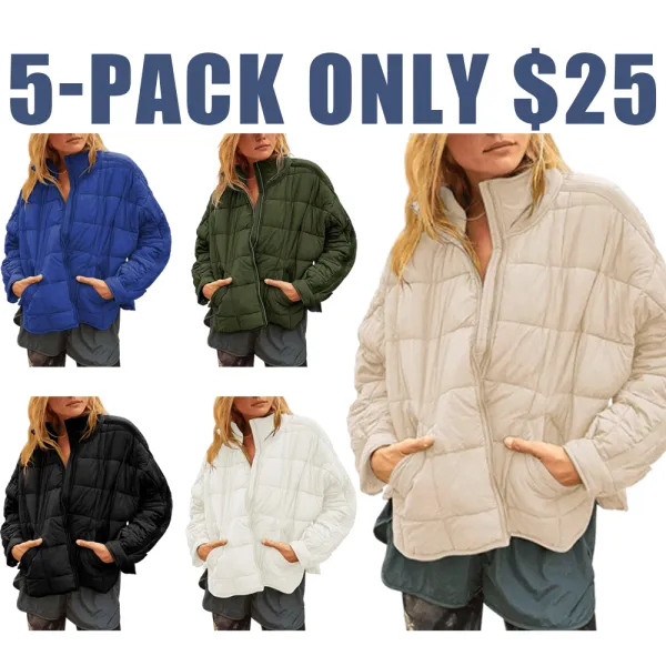 Women's Lightweight Quilted Puffer Jacket – Short Zipper Coat with Pockets