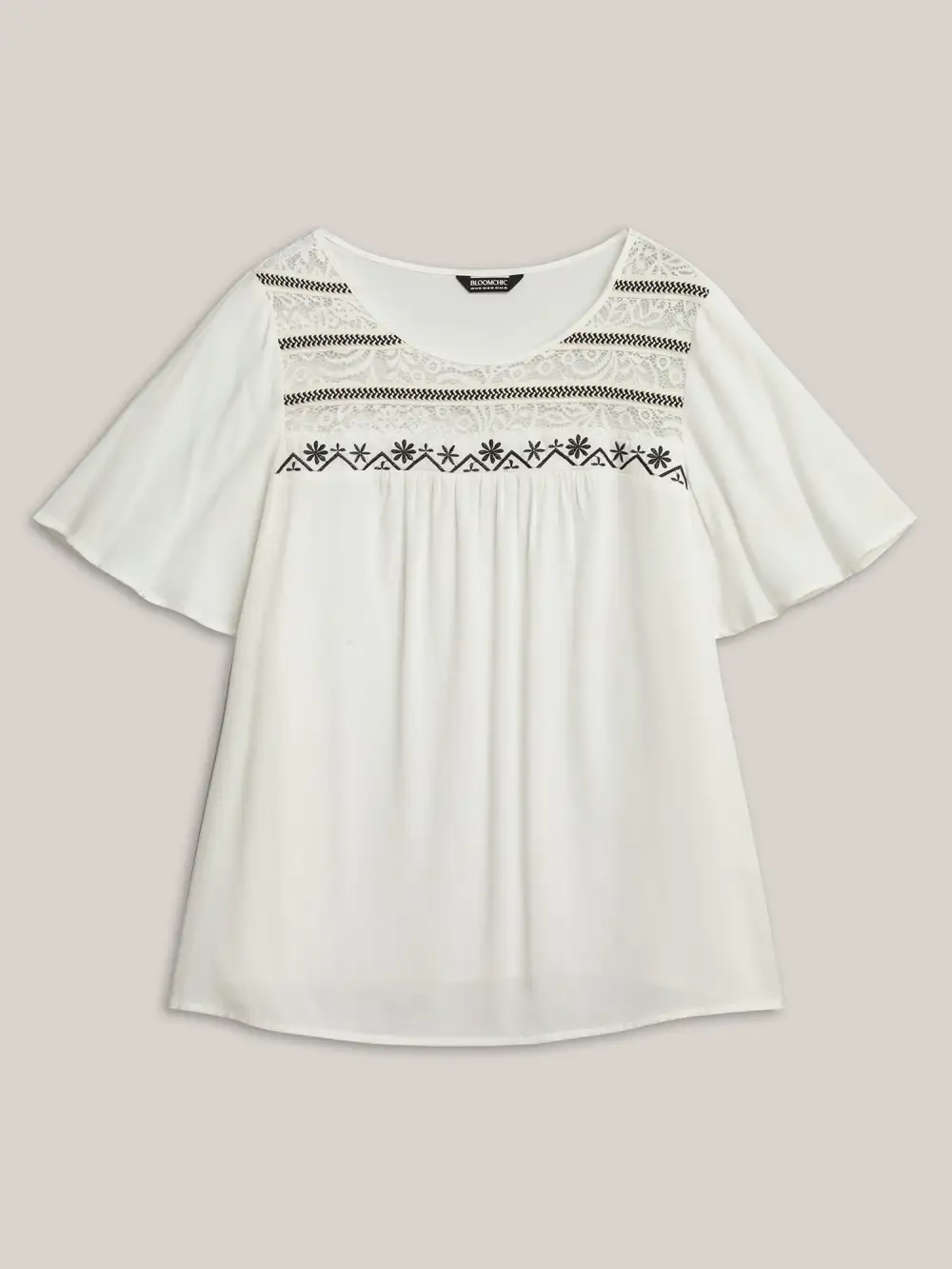 Stretchy Boho Neck Cut-Out Blouse