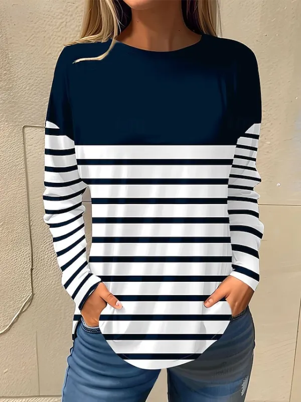 Women's T shirt Tee Floral Print Holiday Weekend Basic Long Sleeve Round Neck White Fall & Winter
