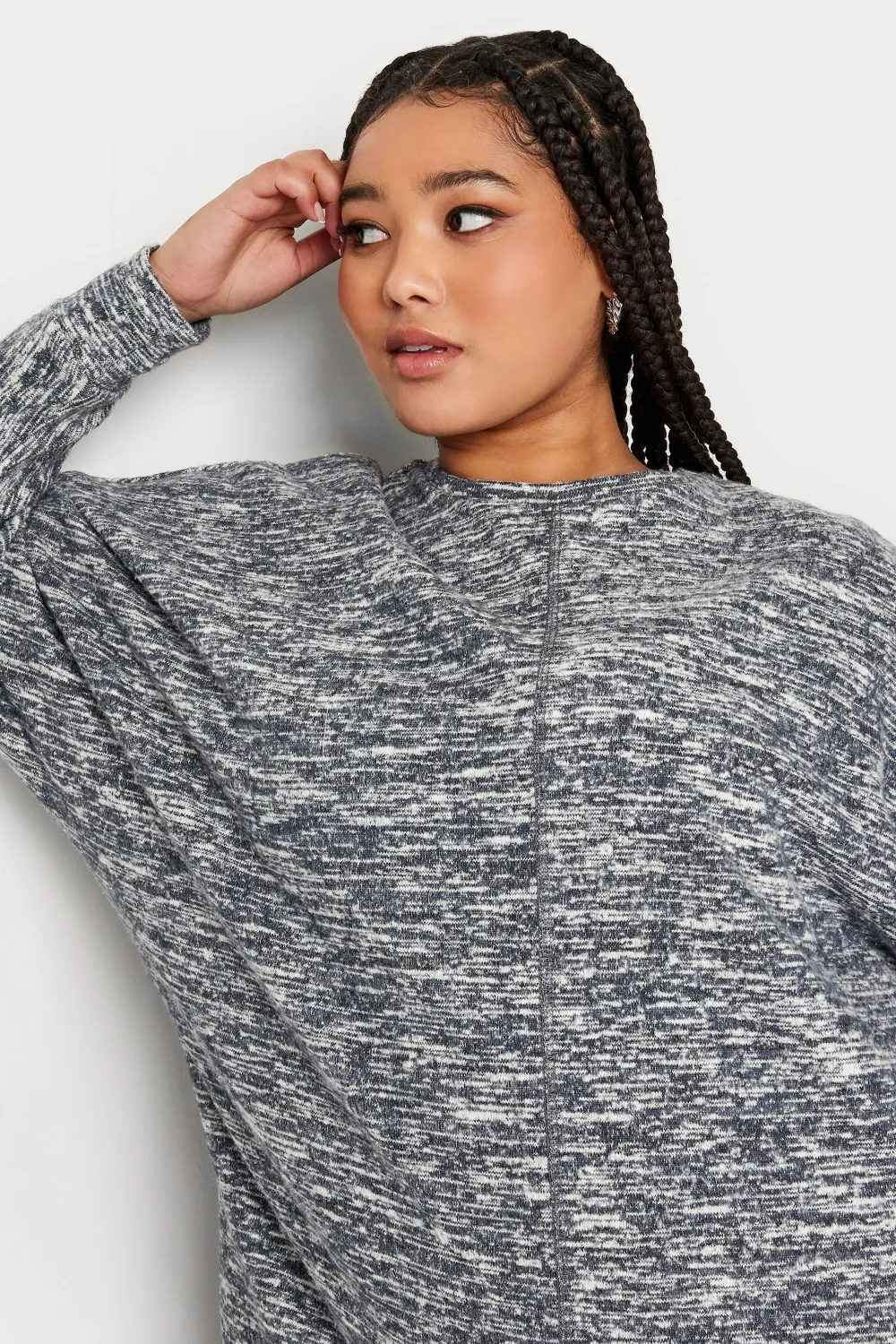 YOURS LUXURY Curve Grey Front Seam Detail Jumper