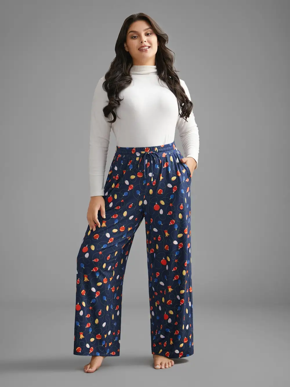 Bulb Print Drawstring Lounge Bottoms