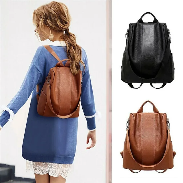 Men's Women's Handbag Nylon PU Leather Daily Holiday Zipper Adjustable Large Capacity Waterproof Solid Color Black Brown
