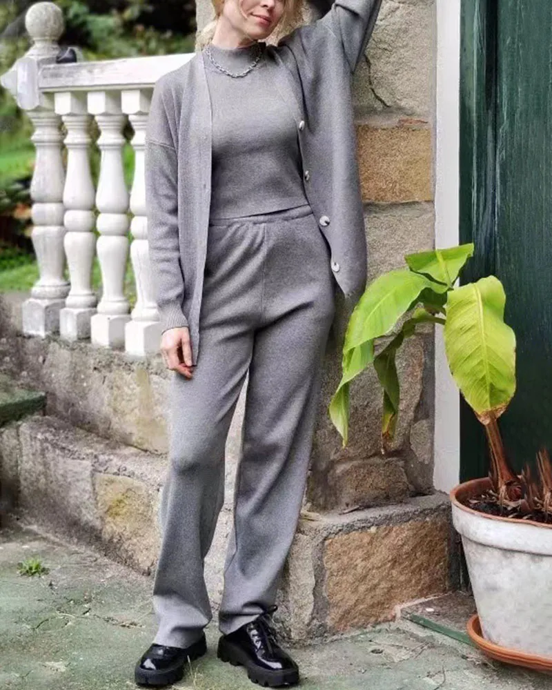 Casual Knitted Three Piece Set