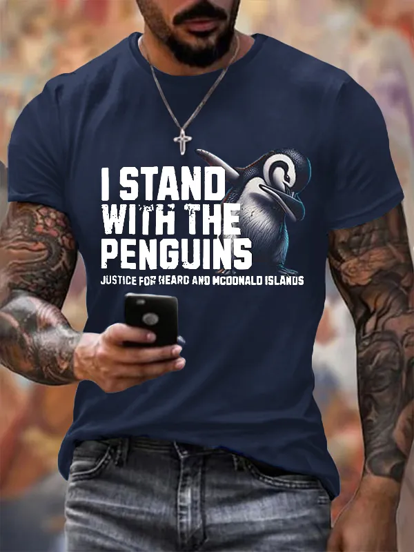 Men'S T-Shirt Men'S I Stand With The Penguins Printing T Shirt