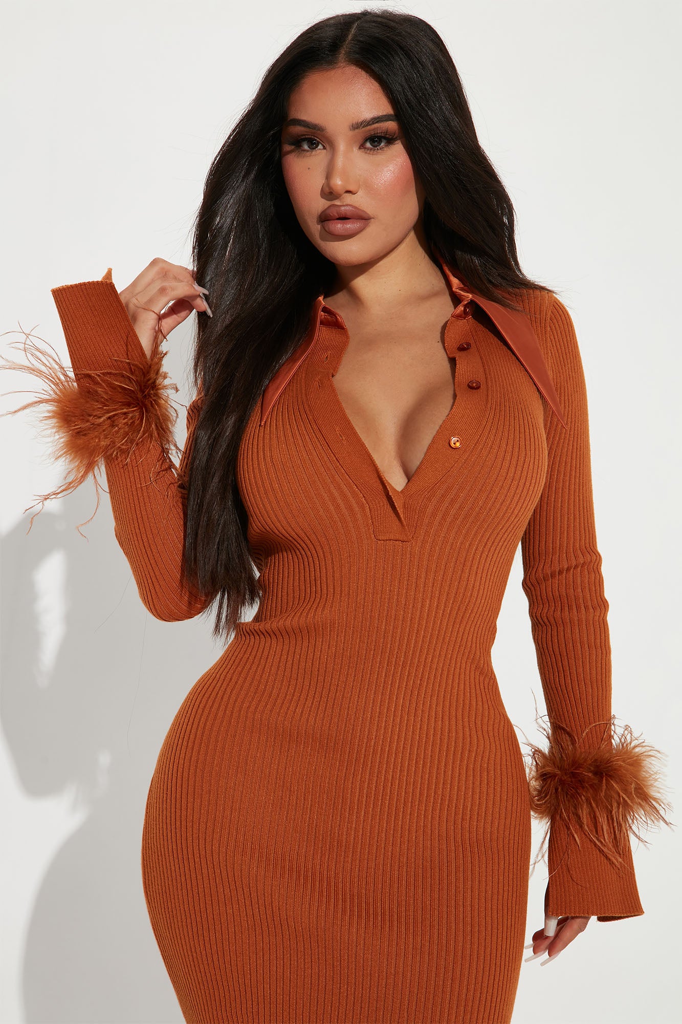 Raelynn Sweater Midi Dress - Rust