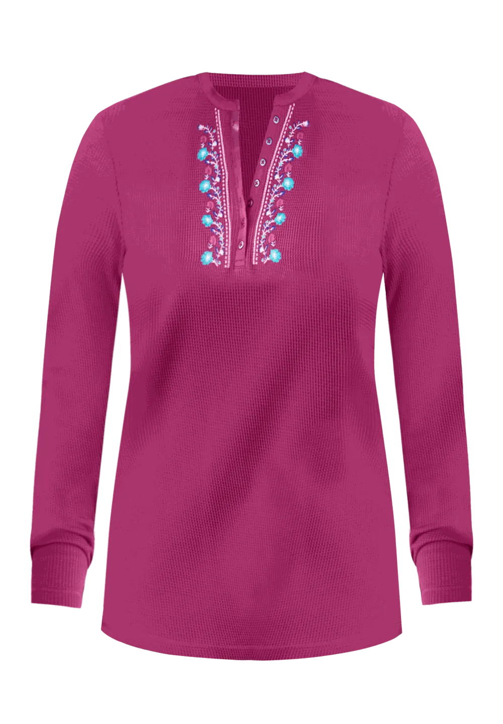 Embroidered Thermal Henley Tee