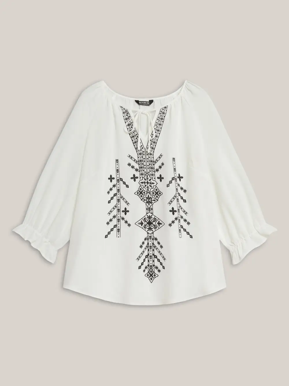 Boho Print Neck Tassels Shirt