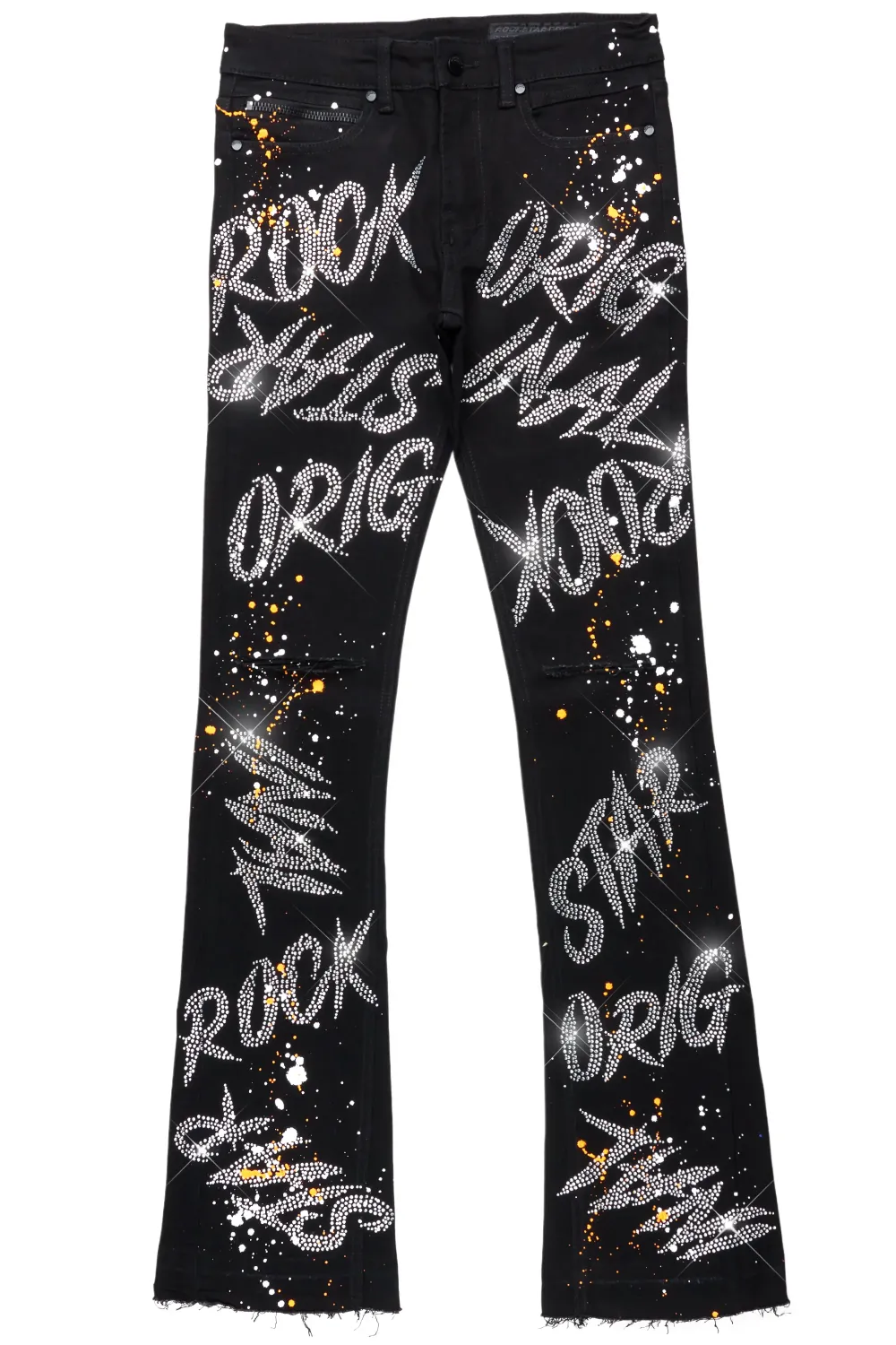 Eren Black/Orange Stacked Flare Jean
