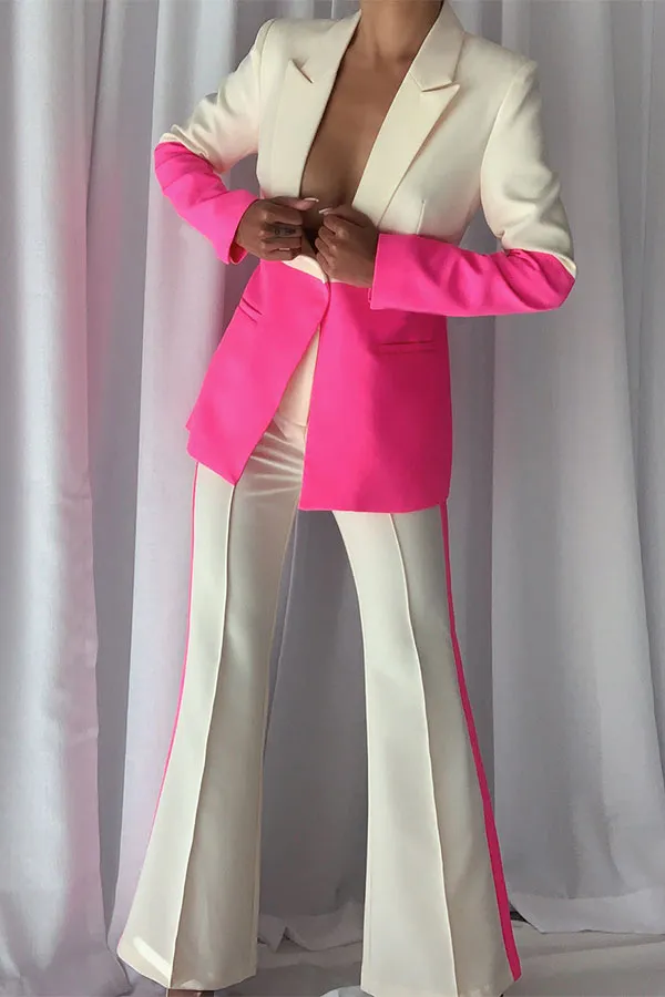 Colorblock Peak Lapel Pant Set