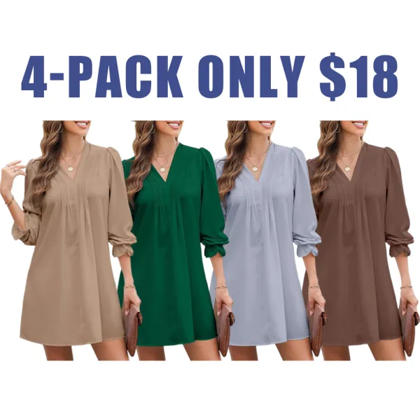 Women's A-Line Ruffle Sleeve V-Neck Midi Dress – Pleated Flowy Sundress