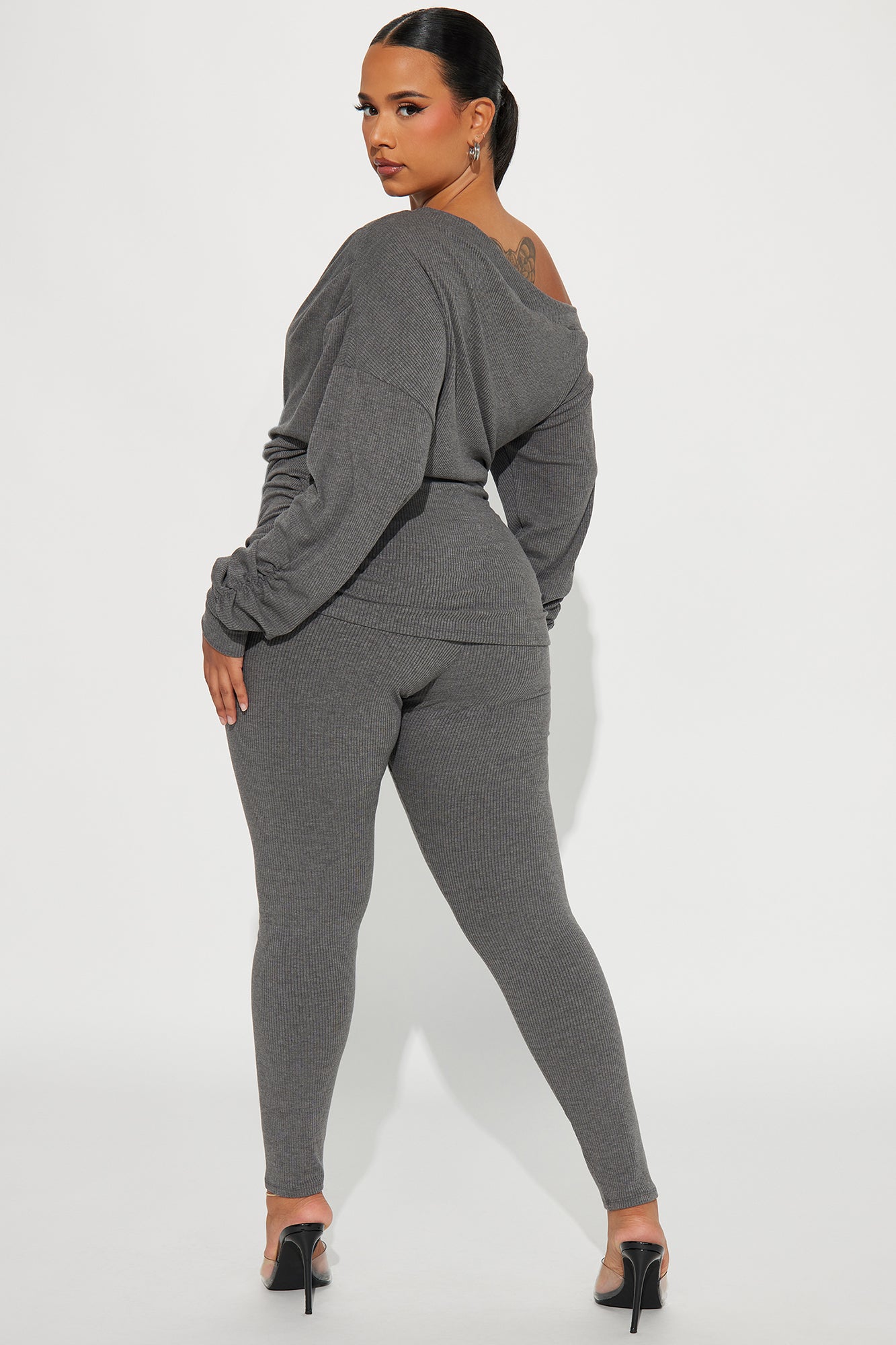 Taylor Off Shoulder Pant Set - Charcoal