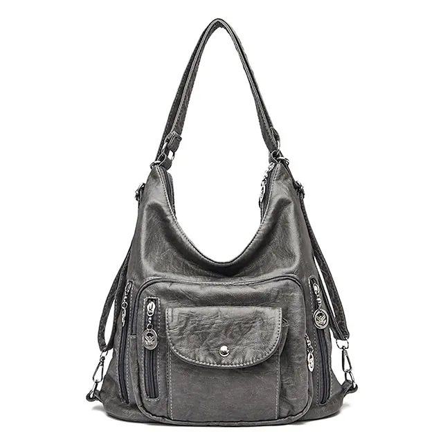 Women's Handbag Shoulder Bag PU Leather Shopping Daily Zipper Adjustable Large Capacity Durable Solid Color Wine Black Brown