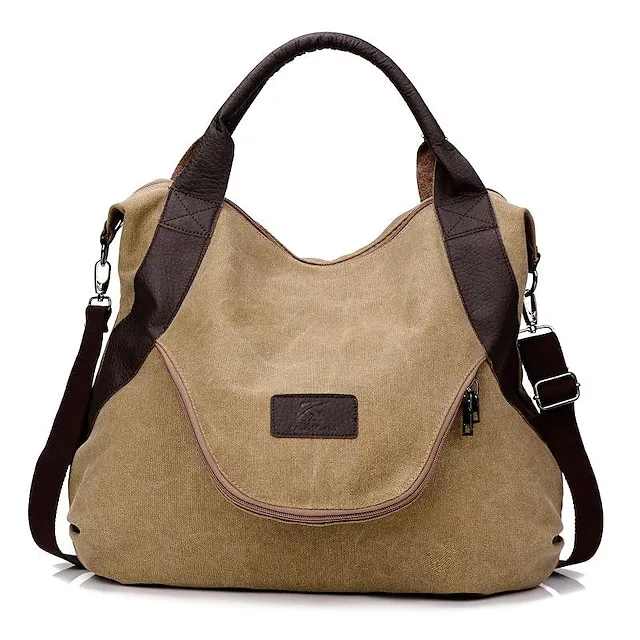 Men's Women's Handbag Shoulder Bag Canvas Tote Bag Canvas Daily Holiday Zipper Adjustable Large Capacity Waterproof Solid Color Black White Yellow