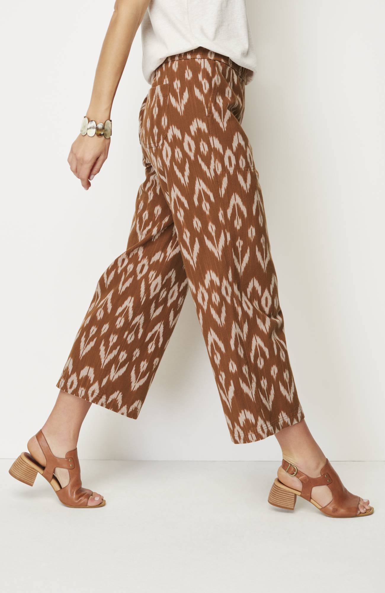 Pure Jill Ikat Wide-Leg Crops