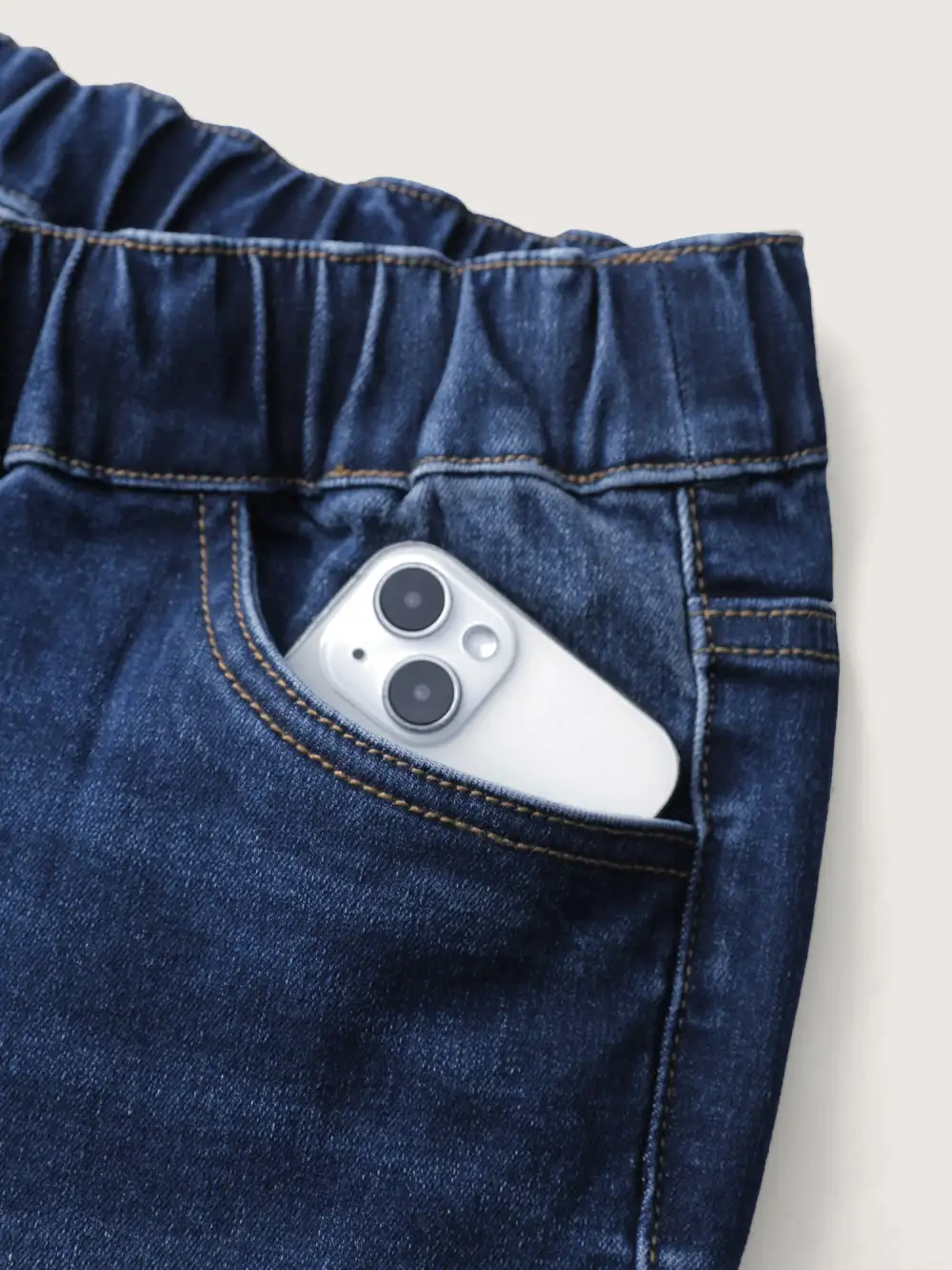 Stretchy Waist Drawstring Wide-Leg Jeans