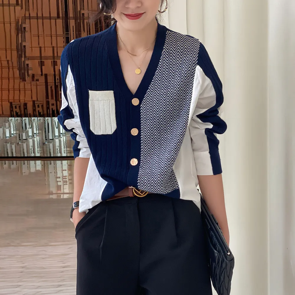 Irregular Shirt Stitching Elegant Cardigan