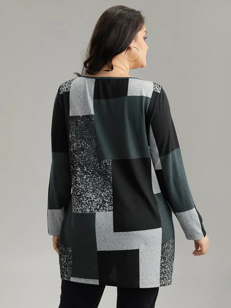 Colorblock Contrast Round Neck T-shirt