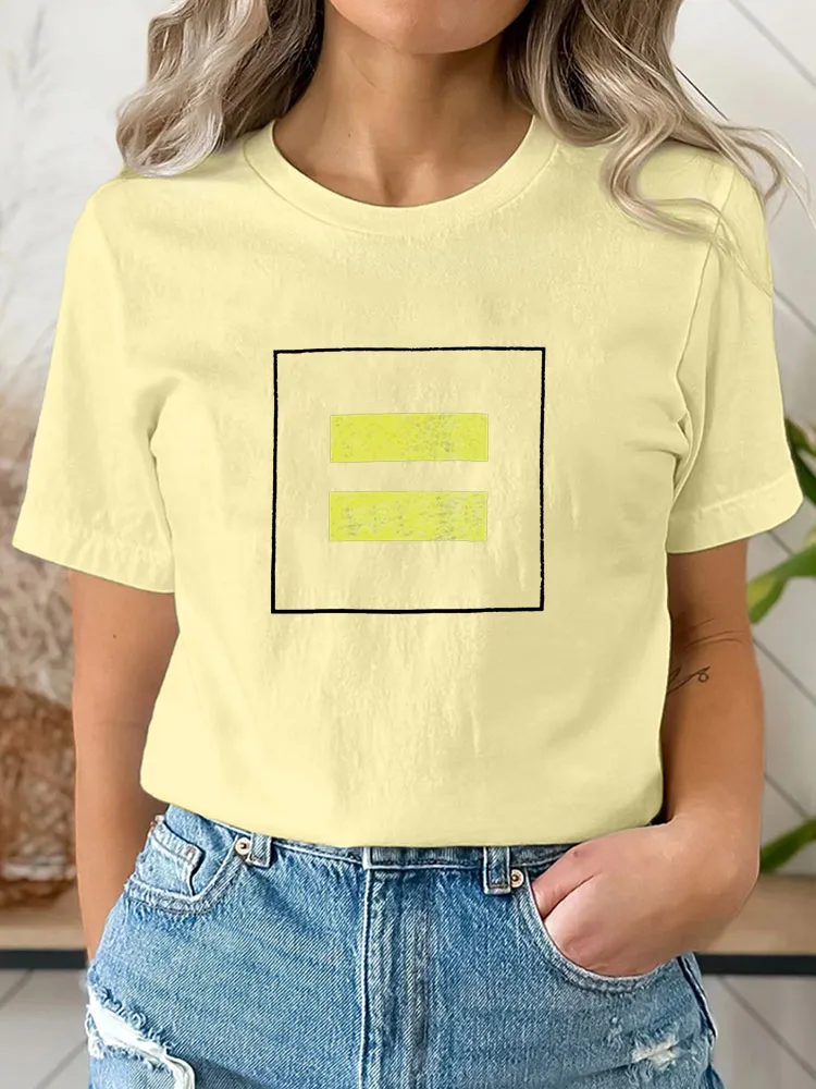 Pure Cotton Round-Neck Short-Sleeved Shirt Equality Logo T-Shirt