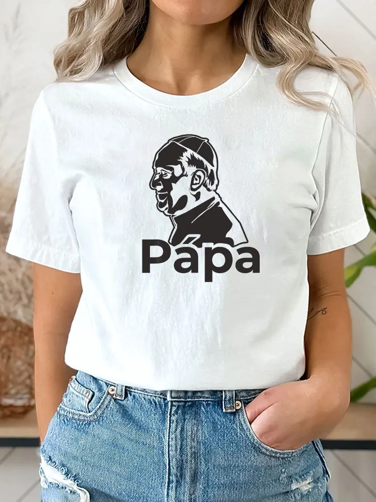 Women's Papa 1936-2025 Print Short Sleeve Round Neck Cotton T-Shirt