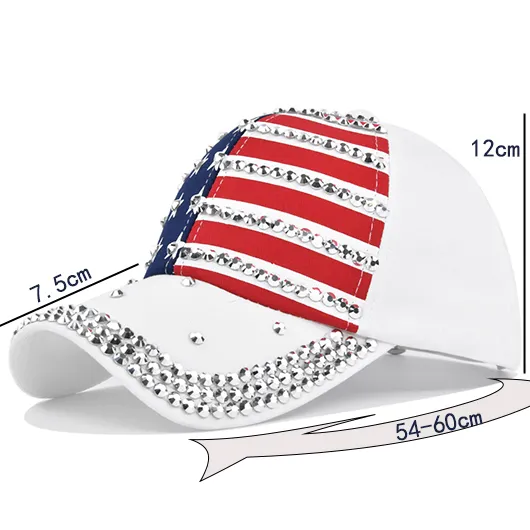 Hot Drilling American Flag White Striped Hat Baseball Cap
