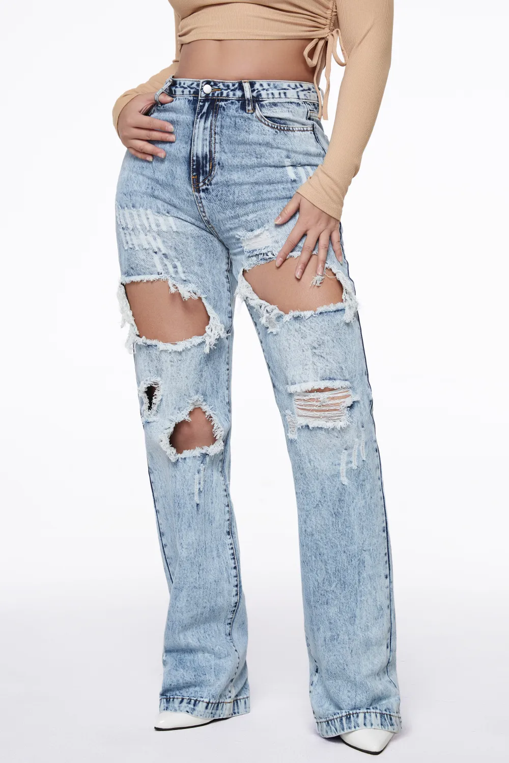 90s Vintage Thigh Distressed Baggy Jeans