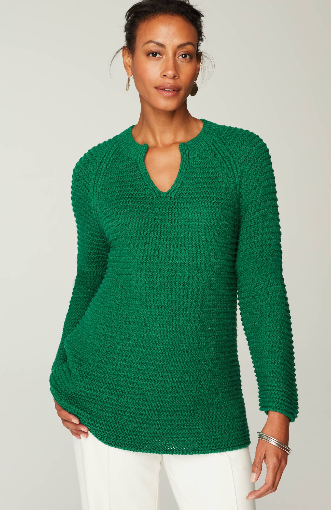 wearever textured split-neck sweater