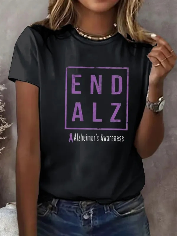 Alzheimer'S Awareness Print Casual T-Shirt